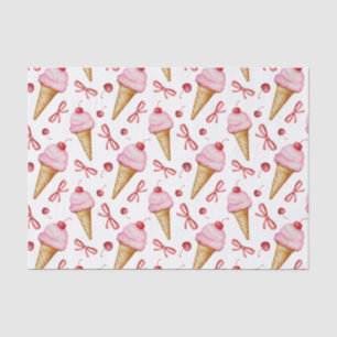 Papier Mousseline Aquarelle Bow Pink Ice Cree Cône