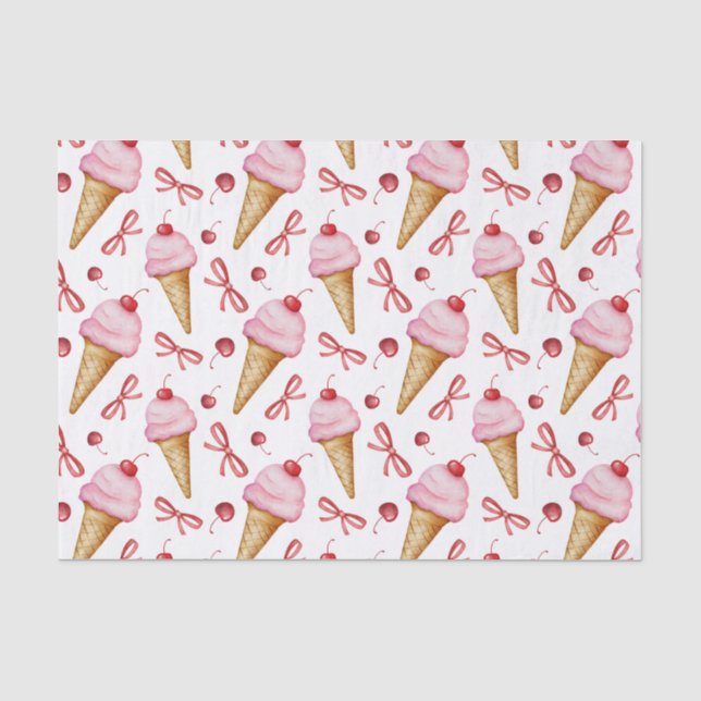 Papier Mousseline Aquarelle Bow Pink Ice Cree Cône (Recto)