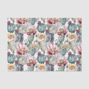 Papier Mousseline Aquarelle Cactus en fleurs Succulents