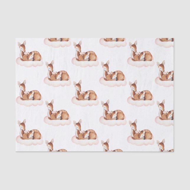 Papier Mousseline Aquarelle Cerf Cloud rose (Recto)