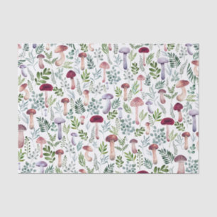 Papier Mousseline Aquarelle champignons sauvages et Motif Feuille
