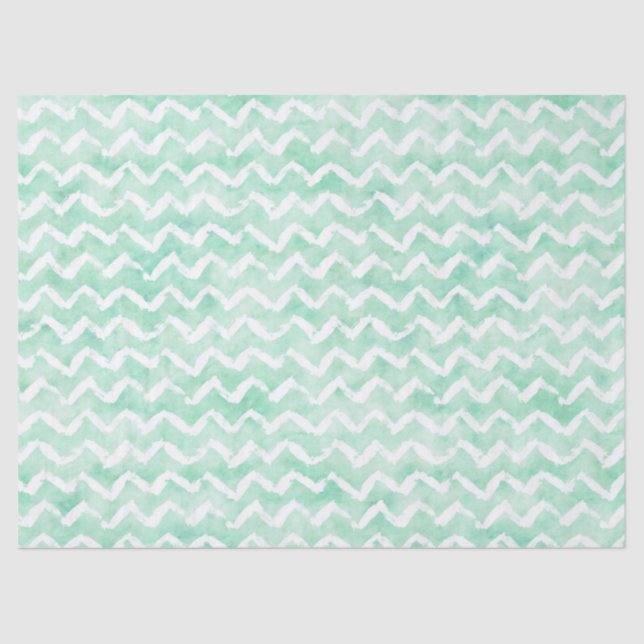 Papier Mousseline Aquarelle Chic Mint Chevron Stripes (Recto)