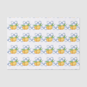 Papier Mousseline Aquarelle Chinoiserie Blue Bows & Mandarins