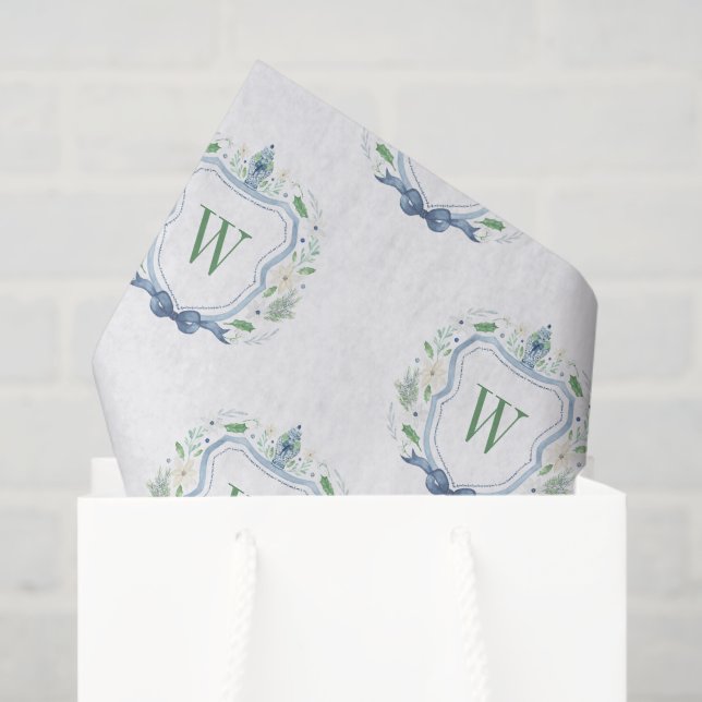 Papier Mousseline Aquarelle Chinoiserie Ginger Jars Crest (Sac cadeau)