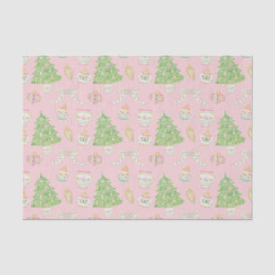 Papier Mousseline Aquarelle Chinoiserie rose Baubles Arbre de Noël