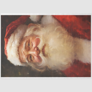 Papier Mousseline Aquarelle classique Père Noël souriant casquette r