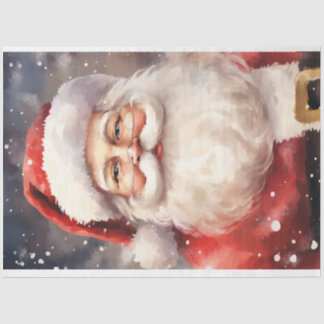 Papier Mousseline Aquarelle classique Santa Claus flocons souriants