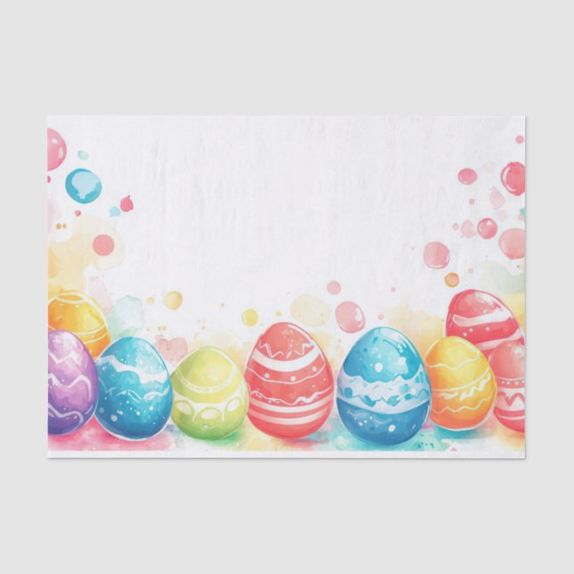 Papier Mousseline Aquarelle colorée OEufs de Pâques (Recto)