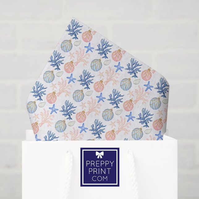 Papier Mousseline Aquarelle Côtière Balnéaire Coques de Noël (Créateur téléchargé)