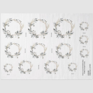 Papier Mousseline Aquarelle Courbe verte Feuillage et baies