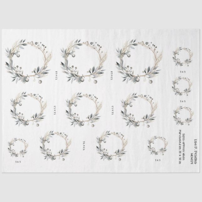 Papier Mousseline Aquarelle Courbe verte Feuillage et baies (Recto)