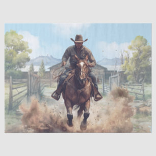 Papier Mousseline Aquarelle Cowboy Occidental