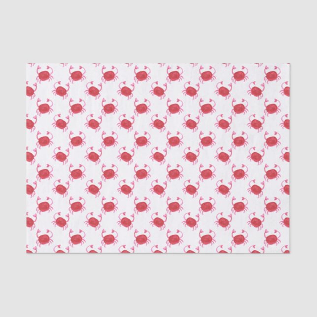 Papier Mousseline aquarelle crabes rouges mignons enveloppant le tis (Recto)