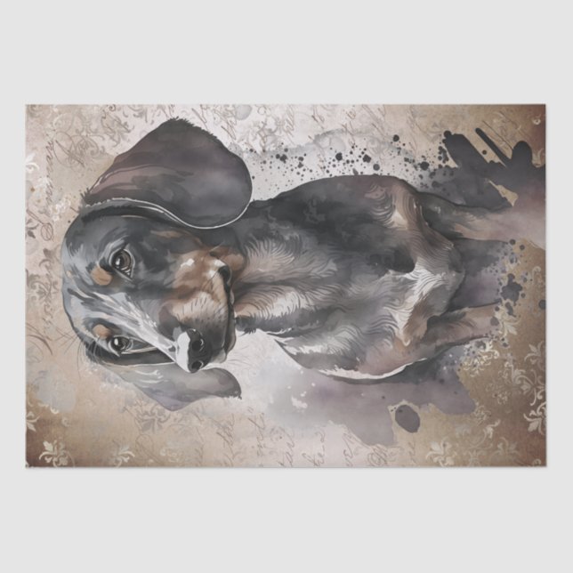 Papier Mousseline Aquarelle Dachshund Chien (Recto)