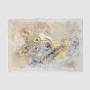 Papier Mousseline Aquarelle d'automne Wolf Grey Hunter