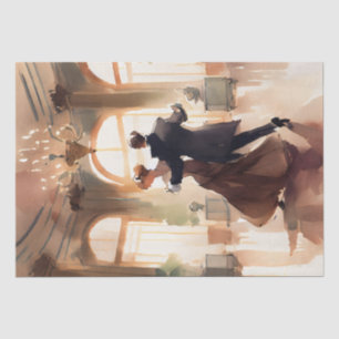Papier Mousseline Aquarelle de bal Couple Dancing