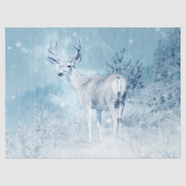 Papier Mousseline Aquarelle de cerf artistique Découpage Art (Recto)