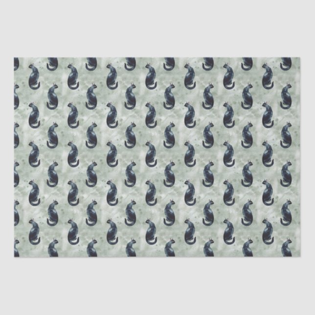 Papier Mousseline Aquarelle de chat noir (Recto)