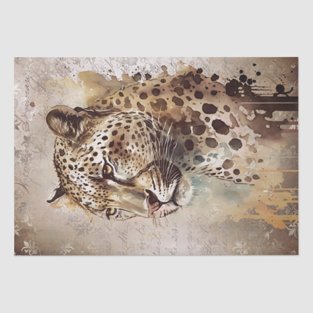 Papier Mousseline Aquarelle de chat sauvage Jaguar (Recto)