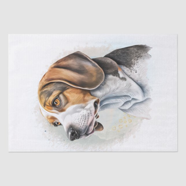 Papier Mousseline Aquarelle de chien Beagle mignonne (Recto)