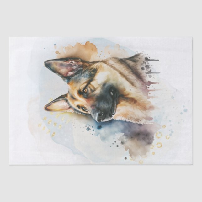 Papier Mousseline Aquarelle de chien berger allemand (Recto)