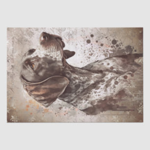 Papier Mousseline Aquarelle de chien brun allemand pointeur