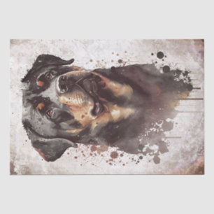 Papier Mousseline Aquarelle de chien Rottweiler