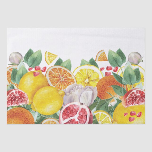 Papier Mousseline Aquarelle de Citrus Mariage botanique (Recto)