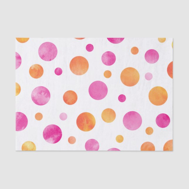 Papier Mousseline Aquarelle de Citrus rose Pois (Recto)