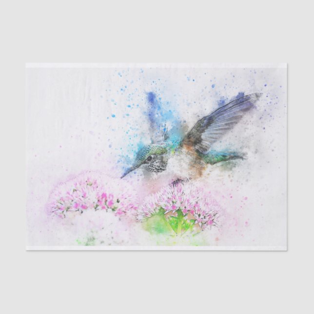 Papier Mousseline Aquarelle de colibris (Recto)