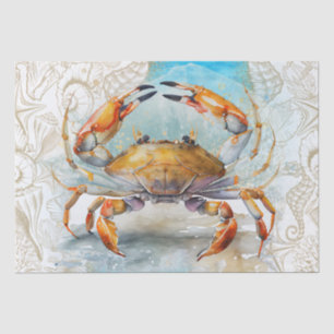 Papier Mousseline Aquarelle de coquille de crabe de mer