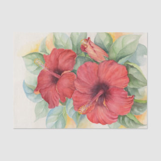 Papier Mousseline Aquarelle de découpage de l'Hibiscus rouge floral