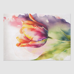 Papier Mousseline Aquarelle de découpage florale Tulip