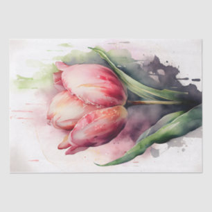 Papier Mousseline Aquarelle de découpage florale Tulip