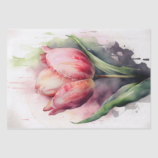 Papier Mousseline Aquarelle de découpage florale Tulip (Recto)