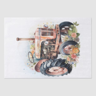 Papier Mousseline Aquarelle de ferme de tracteur