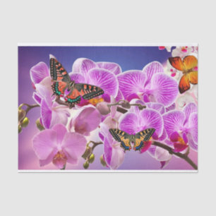 Papier Mousseline Aquarelle de fleur d'orchidée rose violet