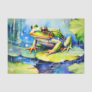 Papier Mousseline Aquarelle de grenouille verte