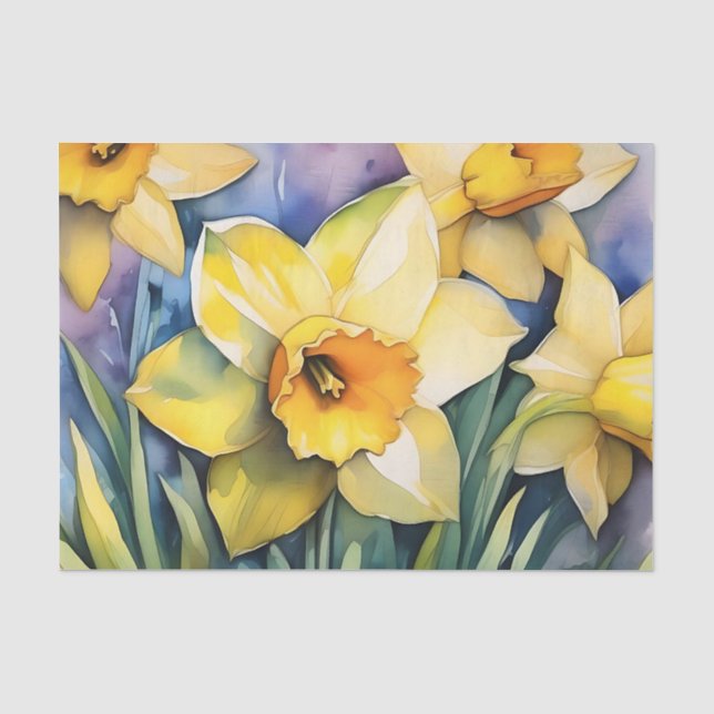 Papier Mousseline Aquarelle de jonquilles éclairées (Recto)
