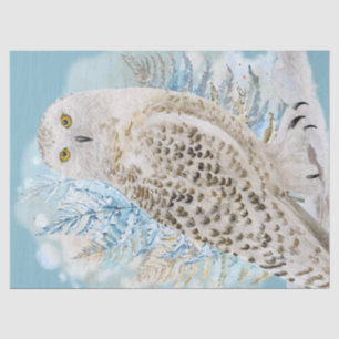 Papier Mousseline Aquarelle de la Chouette des neiges