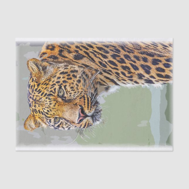 Papier Mousseline Aquarelle de la faune de chats léopards (Recto)