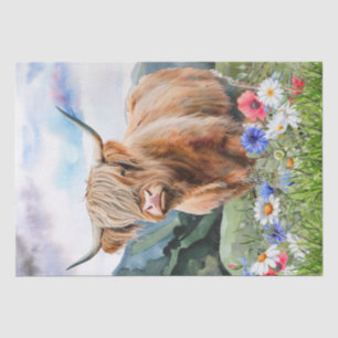 Papier Mousseline Aquarelle de la ferme Cow Highland