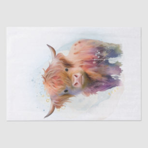 Papier Mousseline Aquarelle de la ferme Cow Highland