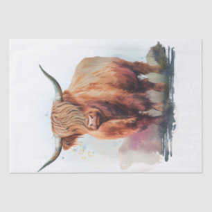 Papier Mousseline Aquarelle de la ferme Cow Highland