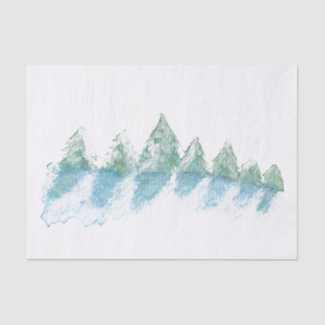 Papier Mousseline Aquarelle de la forêt d'hiver calme (Recto)