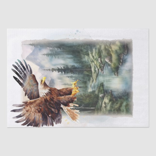 Papier Mousseline Aquarelle de la rivière Bald Eagle (Recto)