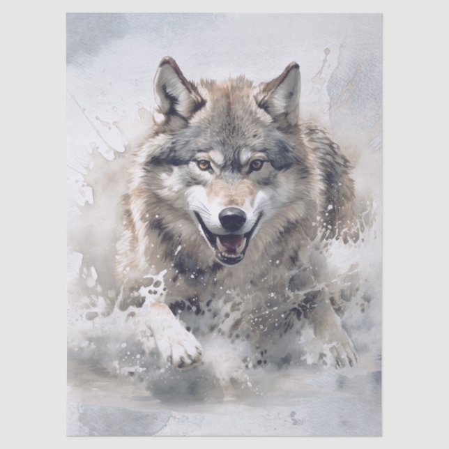 Papier Mousseline Aquarelle de loup (Recto)