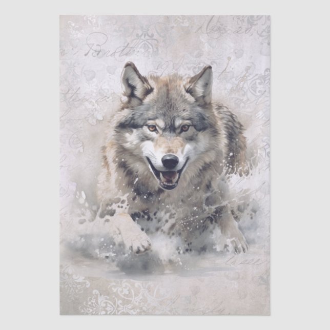 Papier Mousseline Aquarelle de loup (Recto)
