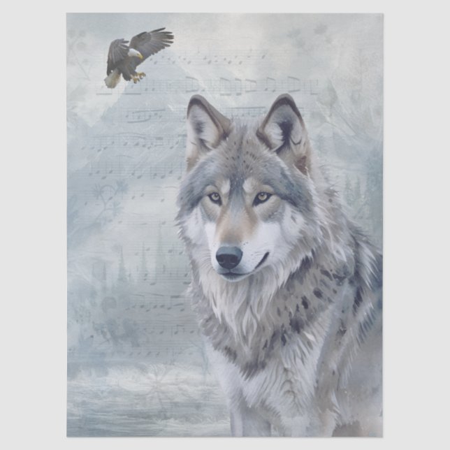 Papier Mousseline Aquarelle de loup (Recto)