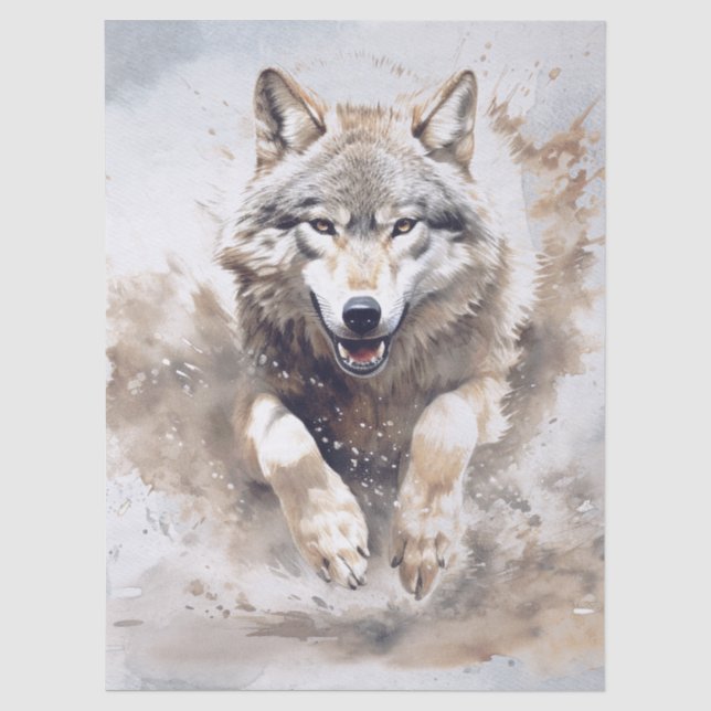 Papier Mousseline Aquarelle de loup (Recto)